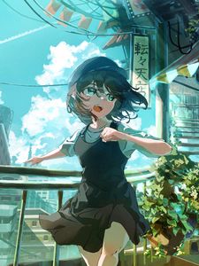 Preview wallpaper girl, cap, movement, anime