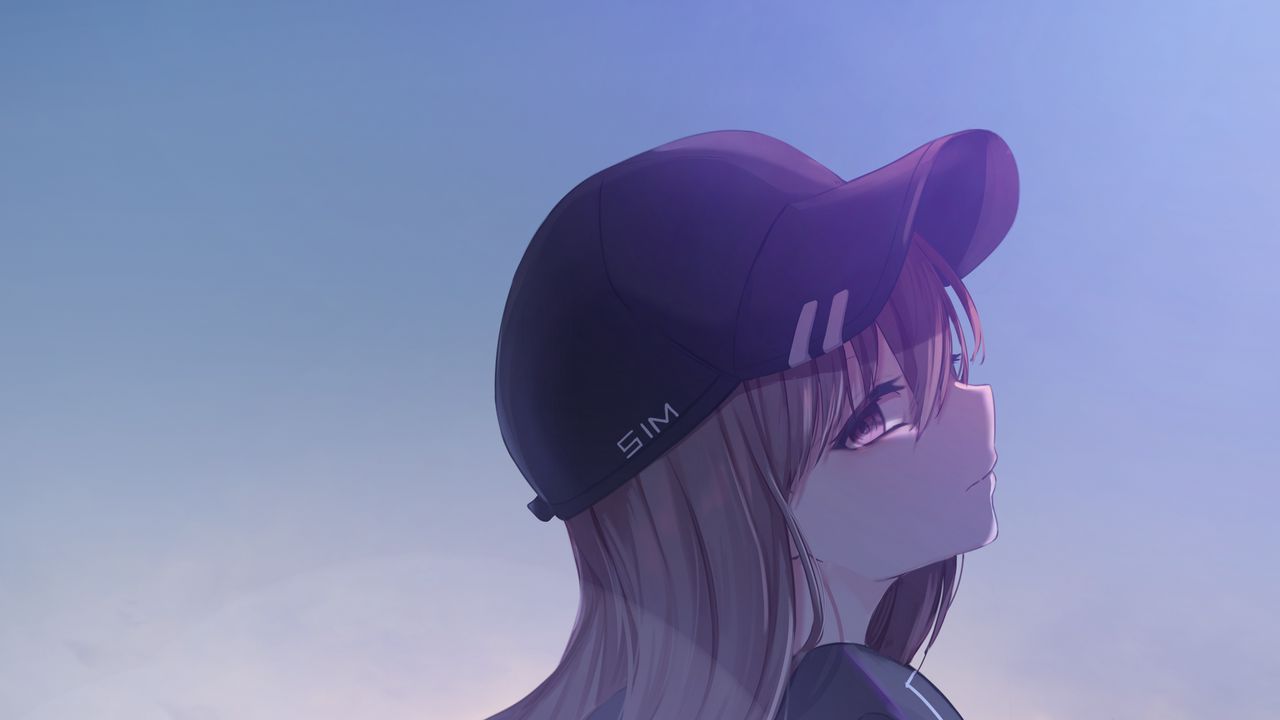 Wallpaper girl, cap, profile, anime, art