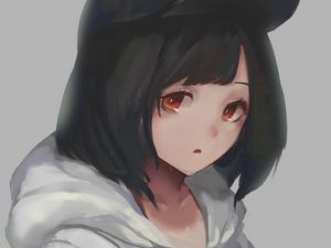 Preview wallpaper girl, cap, sweatshirt, anime, art