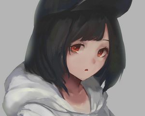 Preview wallpaper girl, cap, sweatshirt, anime, art