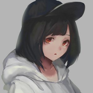 Preview wallpaper girl, cap, sweatshirt, anime, art