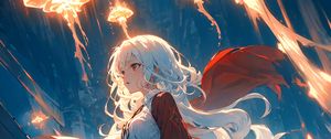 Preview wallpaper girl, cape, glow, anime, art