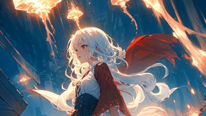 Preview wallpaper girl, cape, glow, anime, art