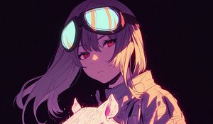 Preview wallpaper girl, capybara, art, anime, purple