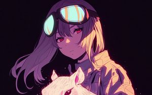 Preview wallpaper girl, capybara, art, anime, purple