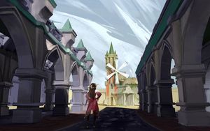 Preview wallpaper girl, castle, middle ages, art