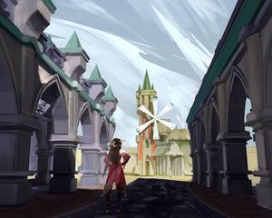 Preview wallpaper girl, castle, middle ages, art