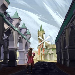 Preview wallpaper girl, castle, middle ages, art