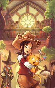 Preview wallpaper girl, cat, art, prank, magic