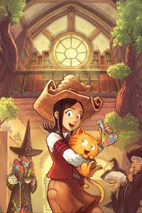 Preview wallpaper girl, cat, art, prank, magic