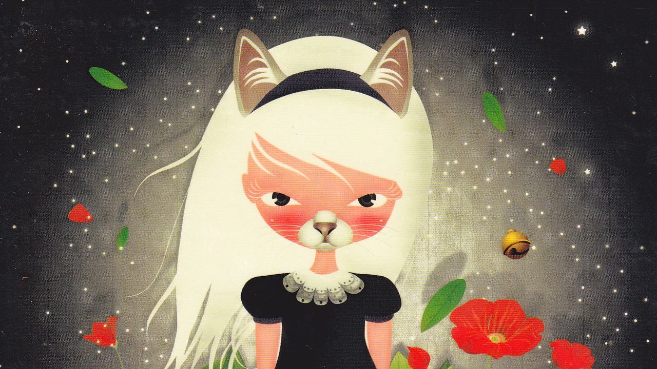 Wallpaper girl, cat, art