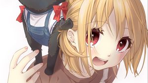 Preview wallpaper girl, cat, pet, anime