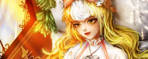 Preview wallpaper girl, cat, tea party, anime, art