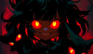 Preview wallpaper girl, cats, eyes, red, anime, art