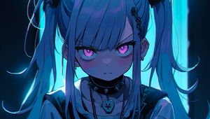 Preview wallpaper girl, chain, blue, anime, art