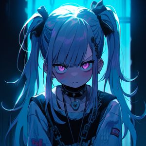 Preview wallpaper girl, chain, blue, anime, art