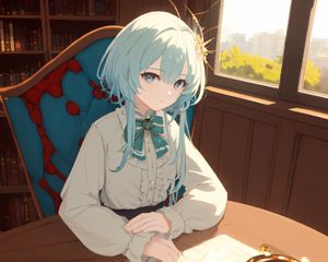 Preview wallpaper girl, chair, table, window, anime