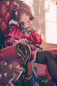 Preview wallpaper girl, chair, vintage, anime, art