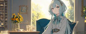 Preview wallpaper girl, chair, window, anime, art