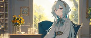 Preview wallpaper girl, chair, window, anime, art