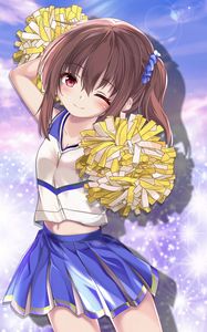 Preview wallpaper girl, cheerleader, pom-poms, anime, art