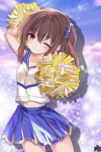 Preview wallpaper girl, cheerleader, pom-poms, anime, art