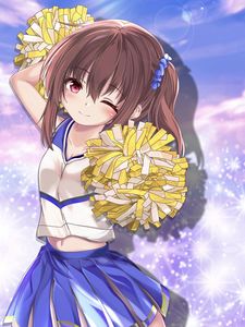 Preview wallpaper girl, cheerleader, pom-poms, anime, art