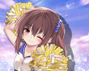 Preview wallpaper girl, cheerleader, pom-poms, anime, art