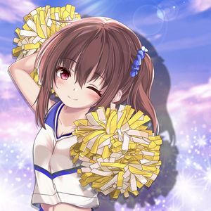 Preview wallpaper girl, cheerleader, pom-poms, anime, art