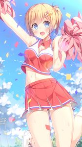 Preview wallpaper girl, cheerleader, pom-poms, anime