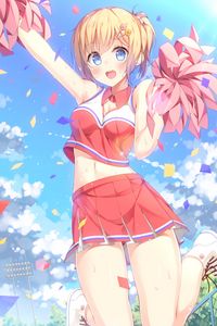 Preview wallpaper girl, cheerleader, pom-poms, anime