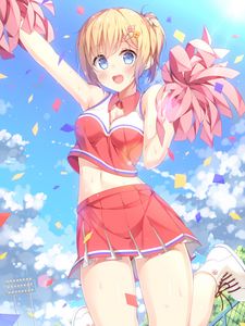 Preview wallpaper girl, cheerleader, pom-poms, anime