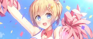 Preview wallpaper girl, cheerleader, pom-poms, anime