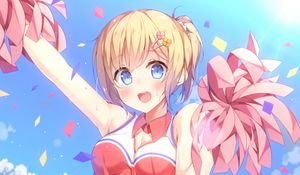 Preview wallpaper girl, cheerleader, pom-poms, anime