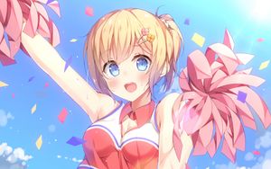 Preview wallpaper girl, cheerleader, pom-poms, anime