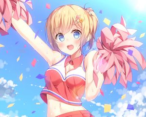 Preview wallpaper girl, cheerleader, pom-poms, anime