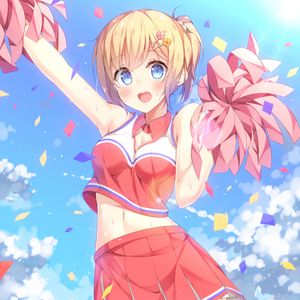 Preview wallpaper girl, cheerleader, pom-poms, anime