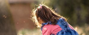 Preview wallpaper girl, child, dandelions, field