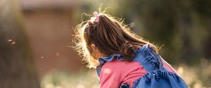 Preview wallpaper girl, child, dandelions, field