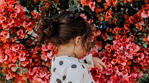 Preview wallpaper girl, child, flowers, bright