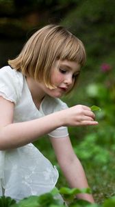 Preview wallpaper girl, child, grass, dress