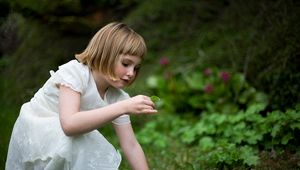 Preview wallpaper girl, child, grass, dress