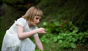 Preview wallpaper girl, child, grass, dress