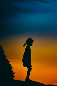 Preview wallpaper girl, child, silhouette, sunset