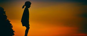 Preview wallpaper girl, child, silhouette, sunset