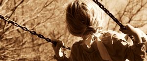 Preview wallpaper girl, child, swing, sepia