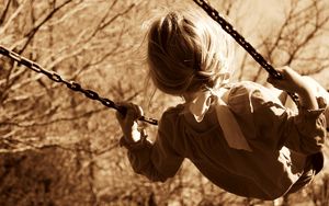 Preview wallpaper girl, child, swing, sepia