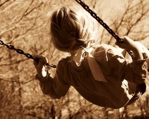 Preview wallpaper girl, child, swing, sepia
