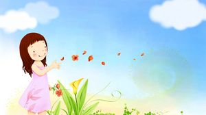 Preview wallpaper girl, childhood, flowers, nature