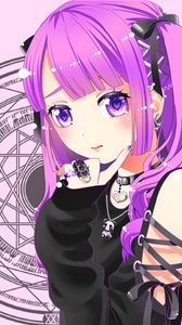 Preview wallpaper girl, choker, anime, art, purple